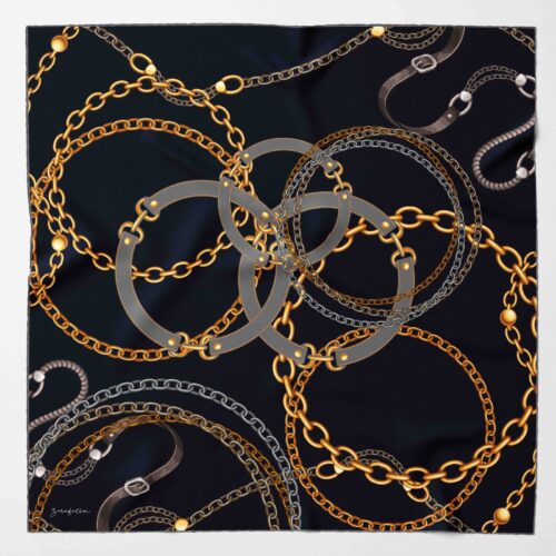 ZİNCİR DESEN İPEK TWİLL EŞARP