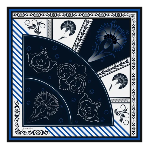 ÇİNİ DESEN EXCLUSİVE İPEK TWİLL EŞARP