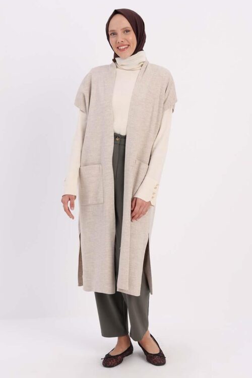 ALLDAY CEPLİ UZUN TRİKO YELEK