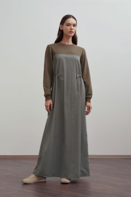 ALLDAY PAMUKLU LASTİKLİ BEL AYARLI ELBİSE