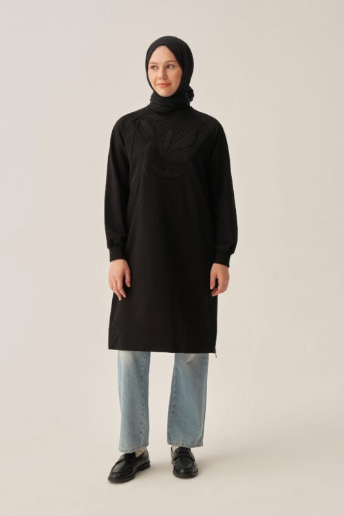 ALLDAY PAMUKLU YAPRAK DESENLİ TUNİK