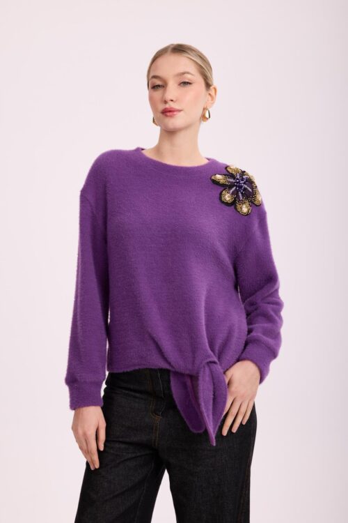MISSEMRAMISS VİOLETTE FLEUR ANGORA BLUZ