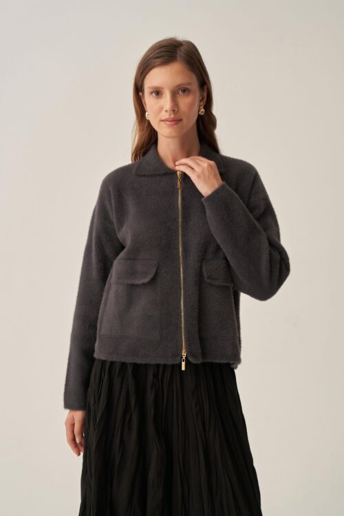 ALLDAY KAPAK CEPLİ FERMUARLI PELUŞ HIRKA