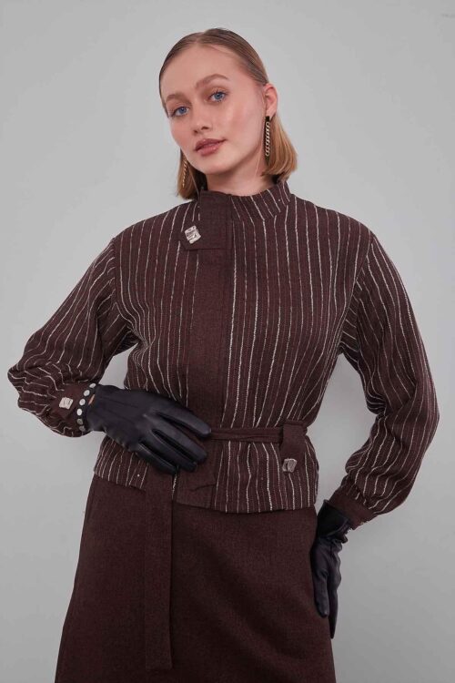 LEVİDOR ÇİZGİLİ DESEN KUŞAKLI ETEK TAKIM